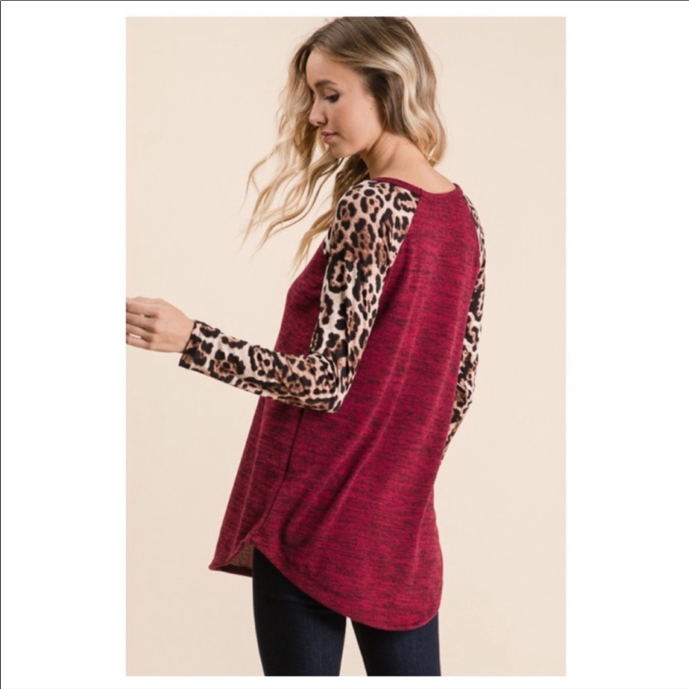 SALE!!! Wine Animal Print Top - Picture 2 of 4